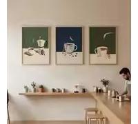 LMAIWANG Abstract Coffee Canvas Wall Art Posters,Modern Tiny Swimmers Wall Art Prints Interesting Posters Surreal Kitchen Decor(40x60cmx3/Internal Frame)