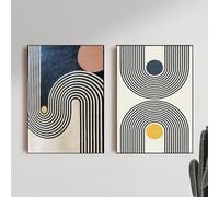 LMAIWANG Bar Aesthetic Bohemian Style Abstract Geometric Line Poster HD Art Canvas Wall Home Living Room Decor 70x100cmx2 Frameless