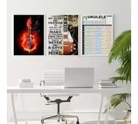 LMAIWANG Basic Music Guitar Theory Retro Poster Chord Five-degree Circle Fingerboard Chart Canvas Painting Art Wall Decoration(40x60cmx3/Frameless)