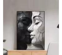 LMAIWANG Black and White Female Face Wall Art Poster Abstract Broken Art Women Wall Art Prints Living Room Portraits Bedroom Canvas Art(60x90cm/Frameless)