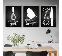 LMAIWANG Black White Kitchen Tools Style Canvas Art Prints Simple Restaurant Words Quotes Wall Poster Modern Home Decor(60x80cmx3/Frame)