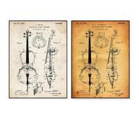 LMAIWANG Classic Painting Cello 1929 Patent Print Wall Art Poster Music Teacher Blueprint Walls Decor 80x120cmx2 frame
