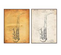LMAIWANG Classic Painting Printed Wall Art Poster Brass Musician Blueprint Posters for Walls Decor 70x100cmx2 Frameless