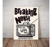 LMAIWANG Classic Vintage Wall Art Fashion Breaking News TV Canvas Print Poster Home Living Room Bedroom Entrance Decoration(70x100cm/Internal Frame)