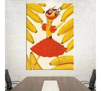 LMAIWANG Crazy Kitchen Kitsch Banana Prints 1940s Theme Wall Art Retro Style Decorations for Home 70x100cm frame
