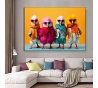 LMAIWANG Cute Fashion Animal Raccoons Chickens with Sunglasses Canvas Print Painting Wall Art Poster Modern Picture Decor(20x30cm/Frameless)
