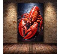 LMAIWANG Delicious Fresh Sea Food Red Lobster Poster and Prints Canvas Painting Wall Art Pictures Kitchen Home Decor 70x100cm Frameless