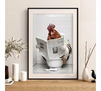 LMAIWANG Humor Animal Modern Wall Decor Canvas Prints Chicken Portrait Ideas For Toilet Bathroom Poster Art Decor Paintings(70x100cm/Internal Frame)
