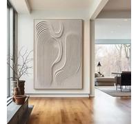 LMAIWANG Large Beige Abstract D Texture Canvas Painting Wabi Sabi Modern Minimalist Wall Decor for Home 30x45cm frame