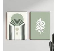 LMAIWANG Living Room Bedroom Bar Aesthetic Decoration Green Leaf Geometry Line Matisse Abstract Poster Home Decor 60x90cmx2 Frameless