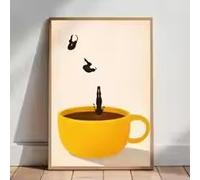 LMAIWANG Modern Abstract Coffee Dive Canvas Wall Art Poster,Minimalist Surreal Drink Art for Kitchen and Living Room Decor(30x45cm/Frameless)