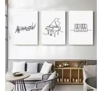 LMAIWANG Piano Posters Abstract Black And White Piano Keyboard Sheet Music Canvas Painting Prints Nordic Wall Art Picture Bedroom Decor(70x100cmx3/Frameless)