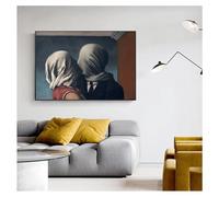 LMAIWANG Posters and Prints Wall Art Pictures for Home Decoration Famous Art The Kiss Lover By Rene 60x90cm Frameless