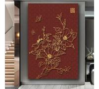 LMAIWANG Red Series Gold Flower Paintings for Bedroom Wall Decoration Frame Wallpapers Home Decor Interior Art Mural(20x30cm/Internal Frame)
