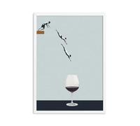 LMAIWANG Swim Wine Glass Sky Art Canvas Paining Abstract Nordic Poster For Living Room Modern Decorative On The(80x120cm/Frameless)