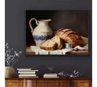 LMAIWANG Vintage Oil Painting Art Fermentation Bread Cheese Still Life Posters Prints Canvas Painting Wall Art Picture Kitchen Home Decor(40x60cm/Frameless)