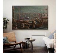 LMAIWANG Vintage Viking Sailor Harbor Longboat in the Sea Wall Art Film Print Canvas Oil Painting Poster Home Decor 70x100cm Frameless