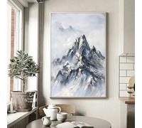 LMAIWANG Winter Snow Mountain Painting Large Landscape Painting Winter Snow Landscape Paintings Gray and White Abstract Wall Art(70x100cm/Frameless)
