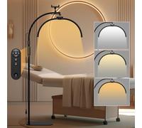 Lmaqfum Half Moon Lamp, Foldable Half Moon Light with Phone Holder & 360° Rotating Head, 3 Color Temperature & 5 Brightness, Adjustable Lash Light for Eyelash Extensions, Tattoo, Nail Tech, Black