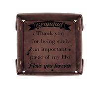 LmashRbaiw Grandad Fathers Day Birthday Gifts Presents Valet Tray from Grandchildren,Gifts for Grandad from Grandchildren Present Bedside Nightstand Organiser PU Leather Tray for Men's Accessories