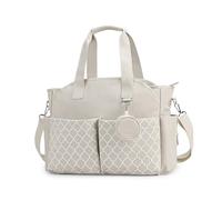 Lmbabter Diaper Bag Tote with Changing Station Upgrade Multi-Function Baby Bag with Adjustable Shoulder Strap, Beige, One Size
