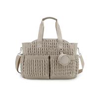 Lmbabter Diaper Tote Quilted Mommy Bag Upgrade Function Maternity Baby Bag Diaper Changing Messenger with Shoulder Strap Wet Pocket (Khaki)