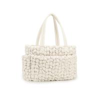 Lmbabter Puffer Quilted Tote Large Diaper Hobo Mommy Bag Can Hold 16 Inch Laptop Stylish Cloud Handbag Carryall Daypack Travel Work (Beige)