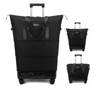 Lmbabter Rolling Suitcase 2025 Upgrade Expandable Duffel Bag with Detachable Wheels Carry-On Travel Luggage Convertible Large Weekend Bag, Black, Carry-on, Modern