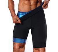 LMCOB Sauna Sweat Short Pants for Men Hot Thermo Sauna Leggings Compression Hight Waist Pants Workout Body Shaper Sauna Suit, Short Pants Blue Lining, 4XL