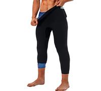 LMCOB Sauna Sweat Short Pants for Men Hot Thermo Sauna Leggings Compression Hight Waist Pants Workout Body Shaper Sauna Suit, Blue Lining, S