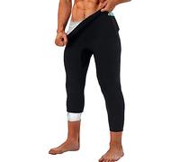 LMCOB Sauna Sweat Short Pants for Men Hot Thermo Sauna Leggings Compression Hight Waist Pants Workout Body Shaper Sauna Suit, Long Pants Silver Lining, L