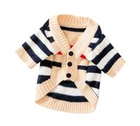 LMDO Dog Clothes For Small Dogs Winter Warm Dog Sweater Chihuahua French Bulldog Clothing Pet Items Knitted Cardigan Sweater(Stripe,S)