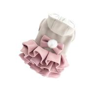 LMDO Dogs And Cats Winter Dress Tutu Hairball&Bow Design Female Pet Puppy Warm Coat Outfit(Onecolor,S)