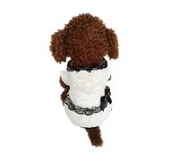 LMDO Pet Dog Clothes Autumn Winter Velvet Coat For Small And Medium Size Dog Pink White Dog Overcoat Hoodies With Lace(Beige,L)