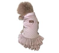 LMDO Warm Pet Dog Dress Vest Jacket For Dogs Cats Winter Chihuahua Yorkies Clothes Maltese Clothing Puppy Coat Costume For Pets Dogs(Pink Dress,L)