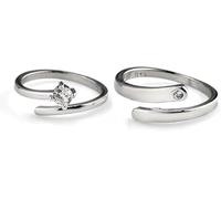 LMDPRAJAPATIS 925 Sterling Silver 2pcs Set of King And Queen Matching Promise Rings for Couples Anniversary Valentine's Jewelry Gifts For Her