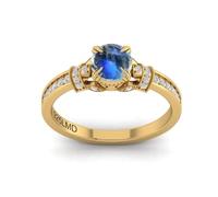 LMDPRAJAPATIS Natural Certified Rainbow Moonstone Ring, 22K Gold Plated 6MM Round Solitaire Promise Ring for Women