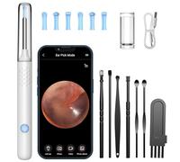 LMECHN Ear Wax Removal Kit, Earwax Remover Tool with Camera, Ear Wax Removal with 1080P, Otoscope with LED Light, Ear Camera Otoscope for iPhone, iPad, Android Phones-White