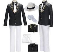 Lmetsky Kibutsuji Muzan Cosplay Costume Suit Kibutsuji Outfit Uniform Halloween Men, White, Medium