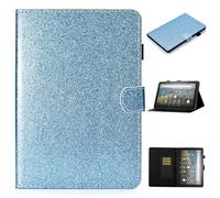LMFULM® Case for Amazon Fire HD 10 2023 13th Gen (10.1 Inch) PU Leather Magnetic Glitter Sparkle Cover Shining Protective Shell with Sleep/Wake Stand Case Flip Cover Holster Blue