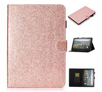 LMFULM® Case for Amazon Fire HD 10 2023 13th Gen (10.1 Inch) PU Leather Magnetic Glitter Sparkle Cover Shining Protective Shell with Sleep/Wake Stand Case Flip Cover Holster Rose Gold