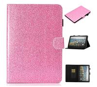 LMFULM® Case for Amazon Fire HD 8 / HD 8 Plus 2020 (8.0 Inch) PU Leather Magnetic Glitter Sparkle Cover Shining Case Smart Protective Shell with Sleep/Wake Stand Case Flip Cover Holster Pink