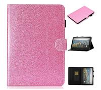 LMFULM® Case for Amazon Fire Max 11 (11 Inch) PU Leather Magnetic Glitter Sparkle Cover Shining Protective Shell with Sleep/Wake Stand Case Flip Cover Holster Pink