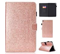 LMFULM® Case for Amazon Kindle Fire HD8 2016/2017 (8,0 Inch) PU Magnetic Cover Shining Case Sleep/Wake Function Stent Holster Leather Case Flip Cover for Amazon Kindle Fire HD8 Rose Gold