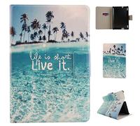 LMFULM® Case for Amazon Kindle Fire HDX 7 (7.0 Inch) (3rd Generation, 2013 Release Only) PU Leather Ultra Thin Hard Magnetic Case Coastal Coconut Palm Pattern Stand Case for Kindle Fire HDX 7