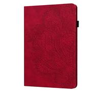 LMFULM® Case for Amazon Kindle Paperwhite 5 11th Gen 2021 (6.8 Inch) PU Leather Case Protective Shell Smart Case with Sleep/Wake Stand Case Flip Cover Embossing Peacock Flower Red