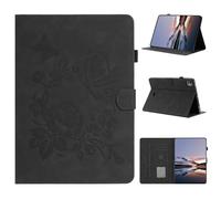 LMFULM® Case for Apple iPad Pro 11 1st/2nd/3rd/4th Gen 2018-2022 (11 Inch) PU Leather Protective Case Wallet with Sleep/Wake Stand Shell Flip Cover Holster Butterfly Love Rose Pattern Black
