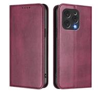 LMFULM® Case for Doogee N55 / N55 Plus (6.56 Inch) PU Leather Case Magnetic Adsorption Phone Protective Cover with Stand Retro Holster Anti-Theft Brush Wallet Wine Red