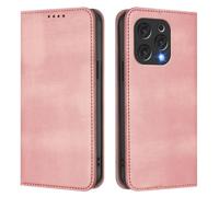 LMFULM® Case for Doogee N55 / N55 Plus (6.56 Inch) PU Leather Case Magnetic Adsorption Phone Protective Cover with Stand Retro Holster Anti-Theft Brush Wallet Pink
