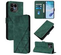 LMFULM® Case for Fairphone 6 (6th Gen) (6.31 Inch) PU Leather Cover Magnetic Wallet Case Phone Protective Case Triangle Print Stent Function Flip Case Green